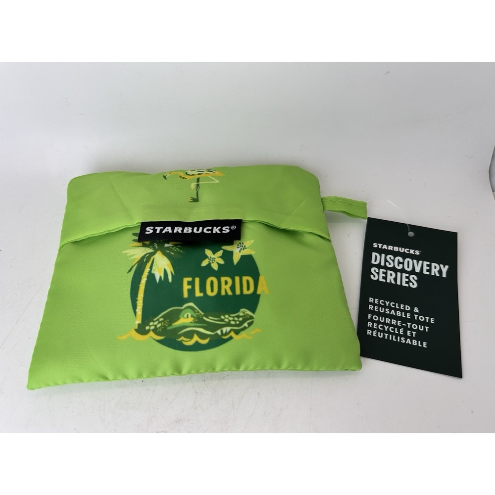Starbucks Discovery Series Florida Foldable Reusable Tote Bag Green NWT